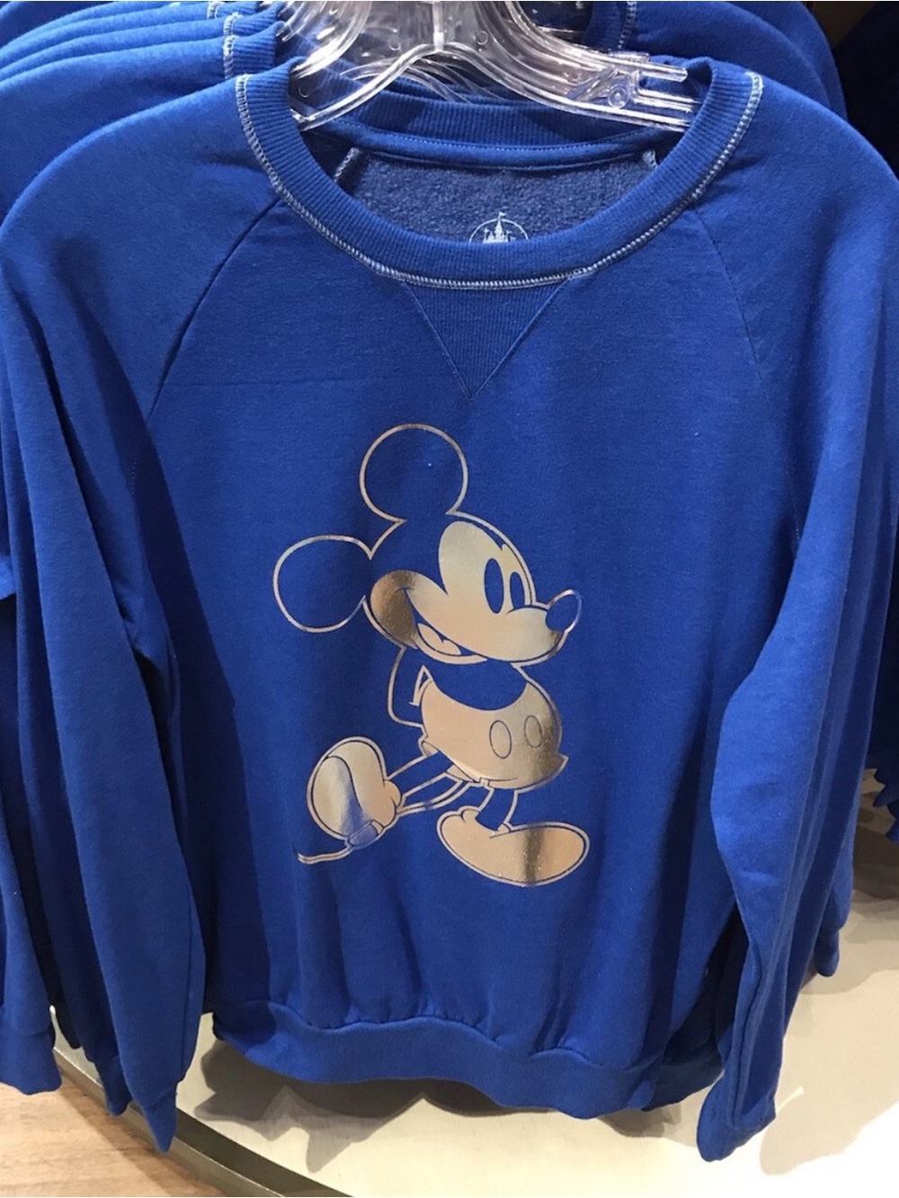 Disney Royal Blue Crewneck Sweatshirt with Metallic Silver Mickey Mouse Size XXL